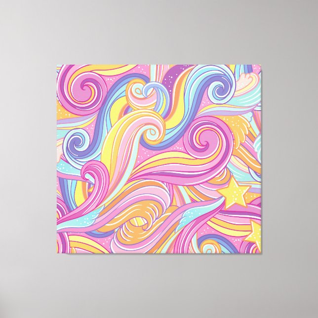 Impressão Em Tela Cometa Arco-Íris: Céu Sonho Mágico. (Frente)