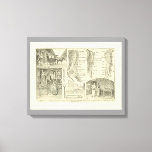 Impressão Em Tela Comida francesa do vintage, os cortes do