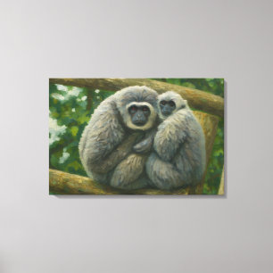 Impressão Em Tela Companheiros Gibbons - Retrato Emocional de Vida S