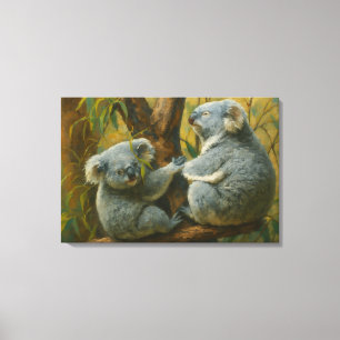 Impressão Em Tela Companheiros Koala - Par Real da Vida Selvagem