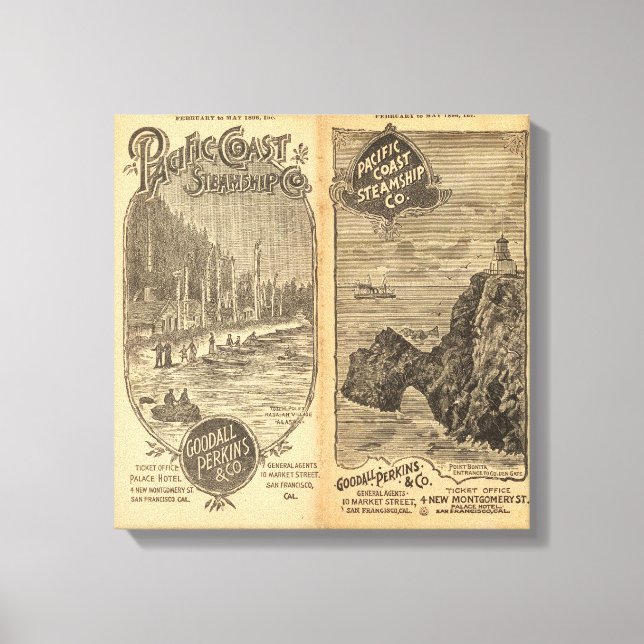 Impressão Em Tela Companhia de Vapor da Costa do Pacífico 2 (Frente)