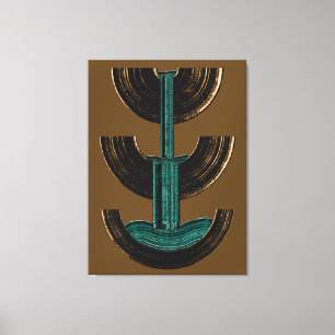 Impressão Em Tela Composição Abstrata Vertical Geométrica