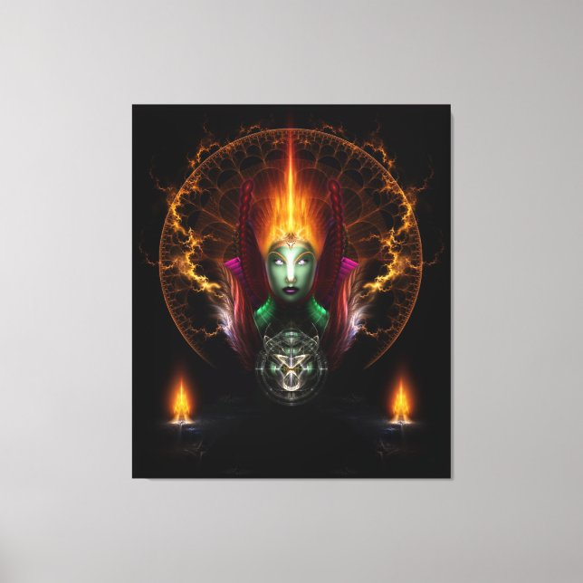 Impressão Em Tela Composição De Arte Fractal Da Rainha Riddiana De F (Frente)