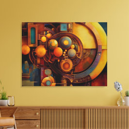 Impressão Em Tela Composição de Orbe Mecânico Steampunk
