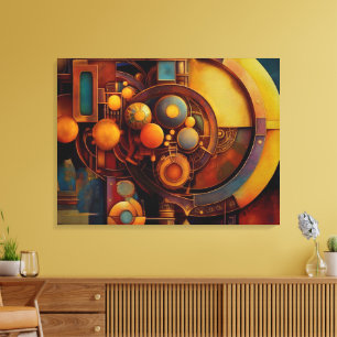 Impressão Em Tela Composição de Orbe Mecânico Steampunk