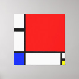 Impressão Em Tela COMPOSIÇÃO MONDRIAN N. º II com AZUL VERMELHO E AM