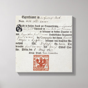 Impressão Em Tela Comprovante de aquartelamento, 1759