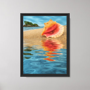 Impressão Em Tela Conch Shell Refletion Beach