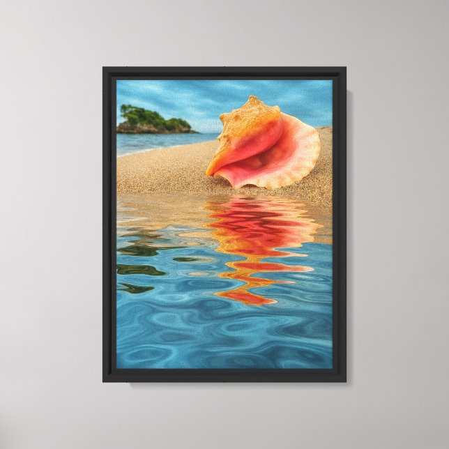 Impressão Em Tela Conch Shell Refletion Beach (Frente)