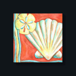 Impressão Em Tela Conchas Rustic Orange<br><div class="desc">Deite-se na areia quente e encontre os tesouros escondidos! Esta pintura de Nancy Slocum captura a bela vida hídrica encontrada em terra. Ele captura uma bela casca de laranja,  um peixe-estrela laranja,  e um dólar de areia azul vibrante. Pegue sua bela arte oceânica hoje no seu próximo produto Zazzle.</div>
