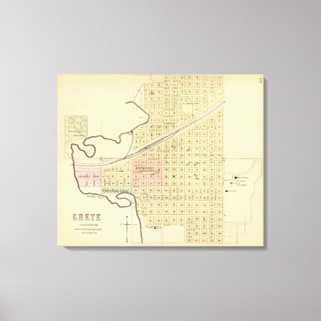 Impressão Em Tela Condado de Creta e Saline, Nebraska (Frente)