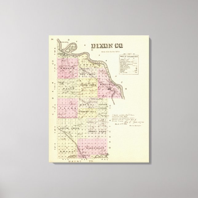 Impressão Em Tela Condado de Dixon, Nebraska (Frente)
