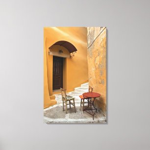 Impressão Em Tela Configuração de mesa na calçada, Chania, Creta, Gr
