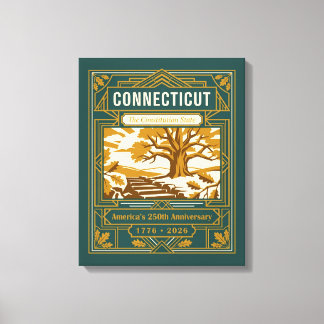 Impressão Em Tela Connecticut Art Deco América 250º Aniversário