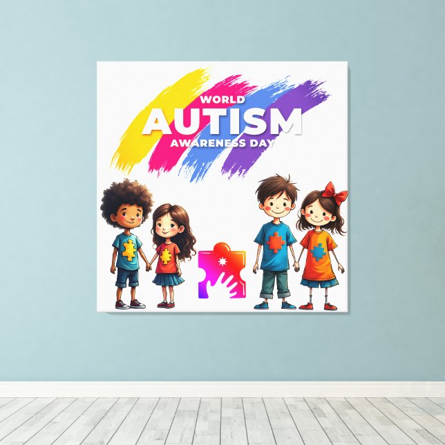 Impressão Em Tela Conscientização do Autismo (Insitu(piso de madeira))