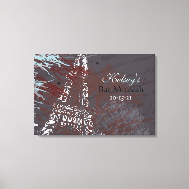 Impressão Em Tela CONSELHO de Entrada do Bar FRANCÊS Bat Mitzvah (Frente)