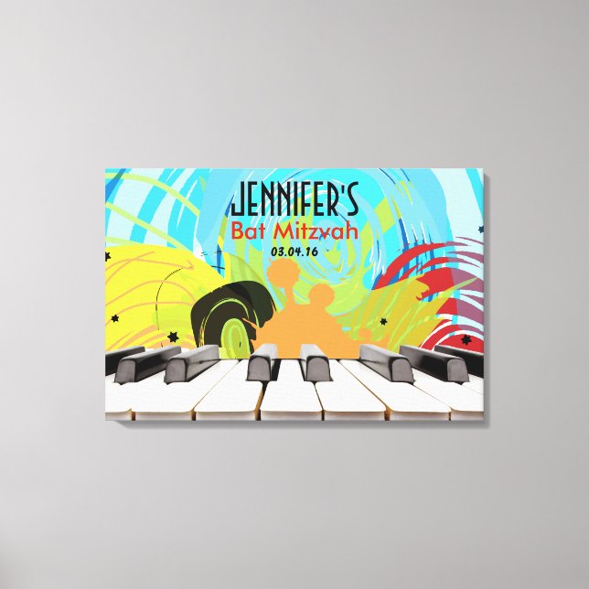 Impressão Em Tela Conselho de Entrada do Piano Player Girl Bat Mitzv (Frente)