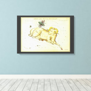 Impressão Em Tela Constelação de Vintage Zodiac, Astrology Aries R