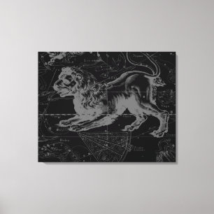 Impressão Em Tela Constelação MapHevelius 1690 de Leo do vintage