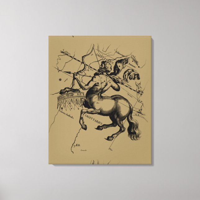 Impressão Em Tela Constelação Sagittarius Hevelius 1690 (Frente)