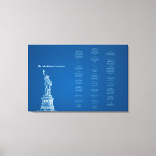 Impressão Em Tela Constituição dos Estados Unidos Azul e Estátua da