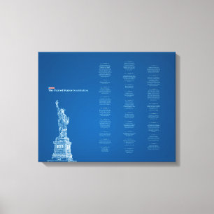Impressão Em Tela Constituição dos Estados Unidos Azul e Estátua da