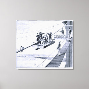Impressão Em Tela Construção da ponte de Brooklyn, New York (litho