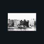 Impressão Em Tela Construções de Amsterdã, artes pretas e brancas de<br><div class="desc">Construções de Amsterdã,  silhueta branca e preto</div>