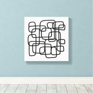 Impressão Em Tela Contemporary Abstract Line Art Black And White 