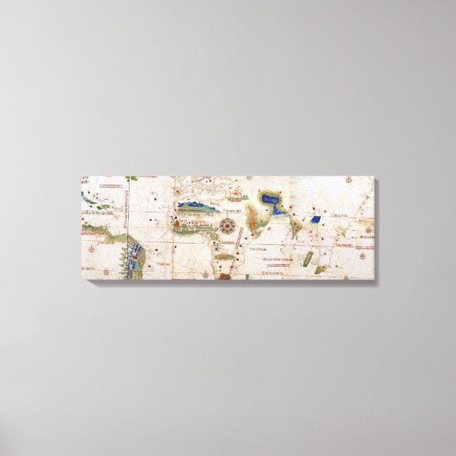 Impressão Em Tela Continentes Antigos do Mapa Mundial dos Anos 1700 (Frente)