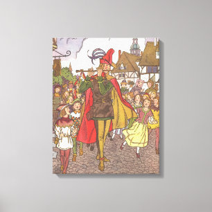 Impressão Em Tela Conto de Fadas Vintage Flautista de Hamelin por Ha