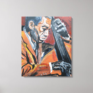 Impressão Em Tela Contrabaixista de Jazz Neo-Expressionista