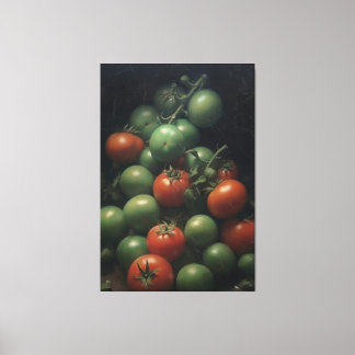 Impressão Em Tela Contraste colorido: pintura de tomate verde e verm