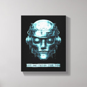 Impressão Em Tela Controle da mente Cyberpunk Robot Blue Grunge
