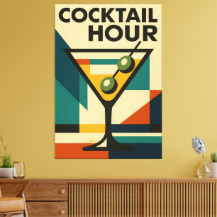 Impressão Em Tela Conversa de Cocktail Bauhaus Moderno de Meados do 