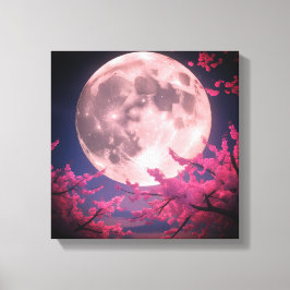 Impressão Em Tela Convite à Lua Cheia e à Cereja - Elegante