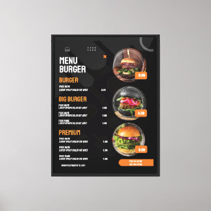 Impressão Em Tela Convite de Menu de Restaurante de Hambúrguer Elega