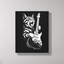 Impressão Em Tela Cool Music Love | Rock Cat Playing Electric Guitar