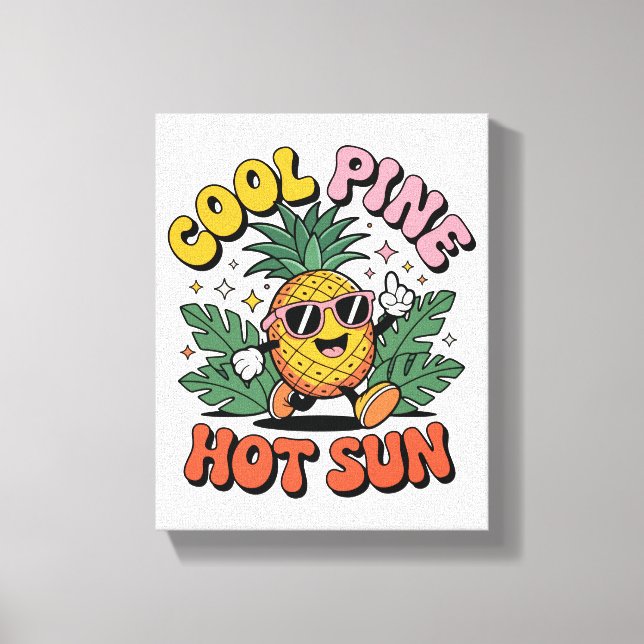 Impressão Em Tela Cool Pine Hot Sun Retro Pineapple Summer Vibes (Frente)