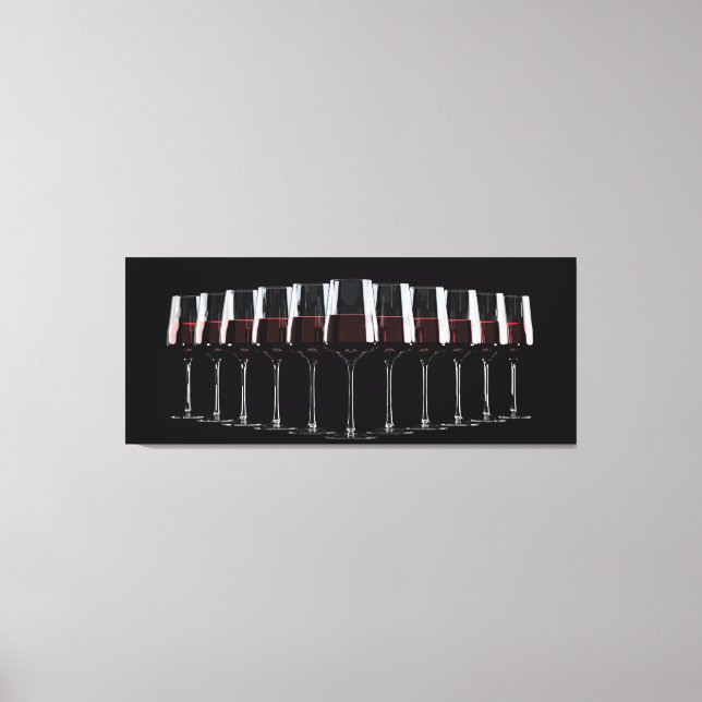 Impressão Em Tela Copos de vinho com vinho tinto enfileirado (Frente)