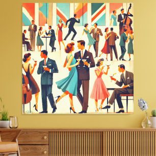 Impressão Em Tela Coquetéis Mid Century Modern No Clube