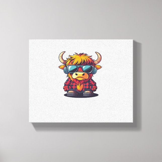 Impressão Em Tela Coquette Highland Cow Bubblegum Tshirt Design, Hol (Frente)