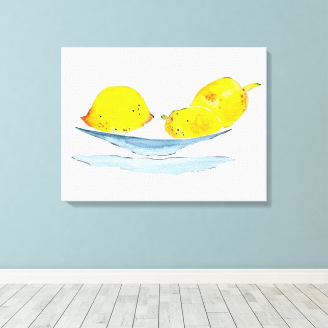 Impressão Em Tela Cor da água fruta amarela limões (Insitu(piso de madeira))