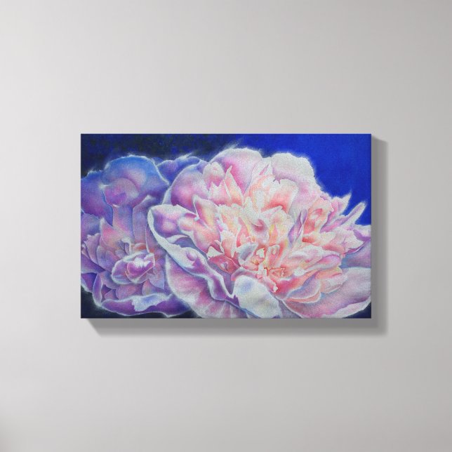 Impressão Em Tela Cor-de-água branca azul-rosa, elegante romântica (Frente)