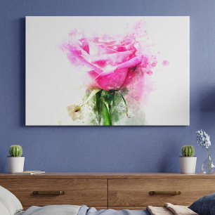 Impressão Em Tela Cor de água da flor rosa rosa rosa - wb