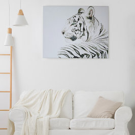 Impressão Em Tela Cor de Água do Tigre Branco