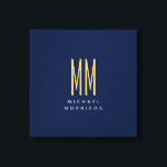 Impressão Em Tela Cor Dourada Azul Monograma Letras Iniciais<br><div class="desc">Representa-se com esta design moderna e elegante. Esse modelo pode ser personalizado para atender a todas as profissões profissionais.</div>