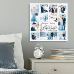 Impressão Em Tela Cor Personalizada da Colagem de Fotos do Amor de C<br><div class="desc">Crie uma tela de colagem de fotos comemorativa, personalizada e colorida, para os recém-casados ou casal de aniversário com 11 fotos ou imagens de casamento e casal. O design apresenta o título FOREVER LOVE e personalizado com nomes e data de casamento em cores de cinza editáveis em relação à sua...</div>