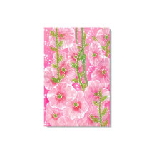 Cor Rosa Hollyhock Mallow Malva Flor Pintura Flora
