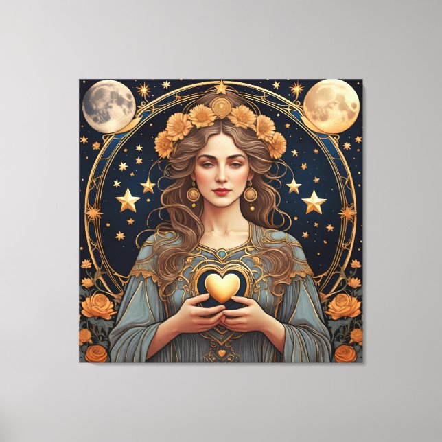 Impressão Em Tela coração apaixonado da mulher - tarô (Frente)